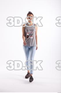 Walking photo references of Molly blue jeans womna singlet 0004